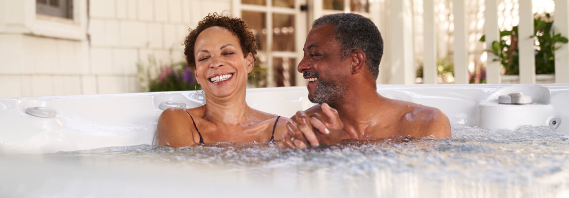 Couple Hot Tub Save Water