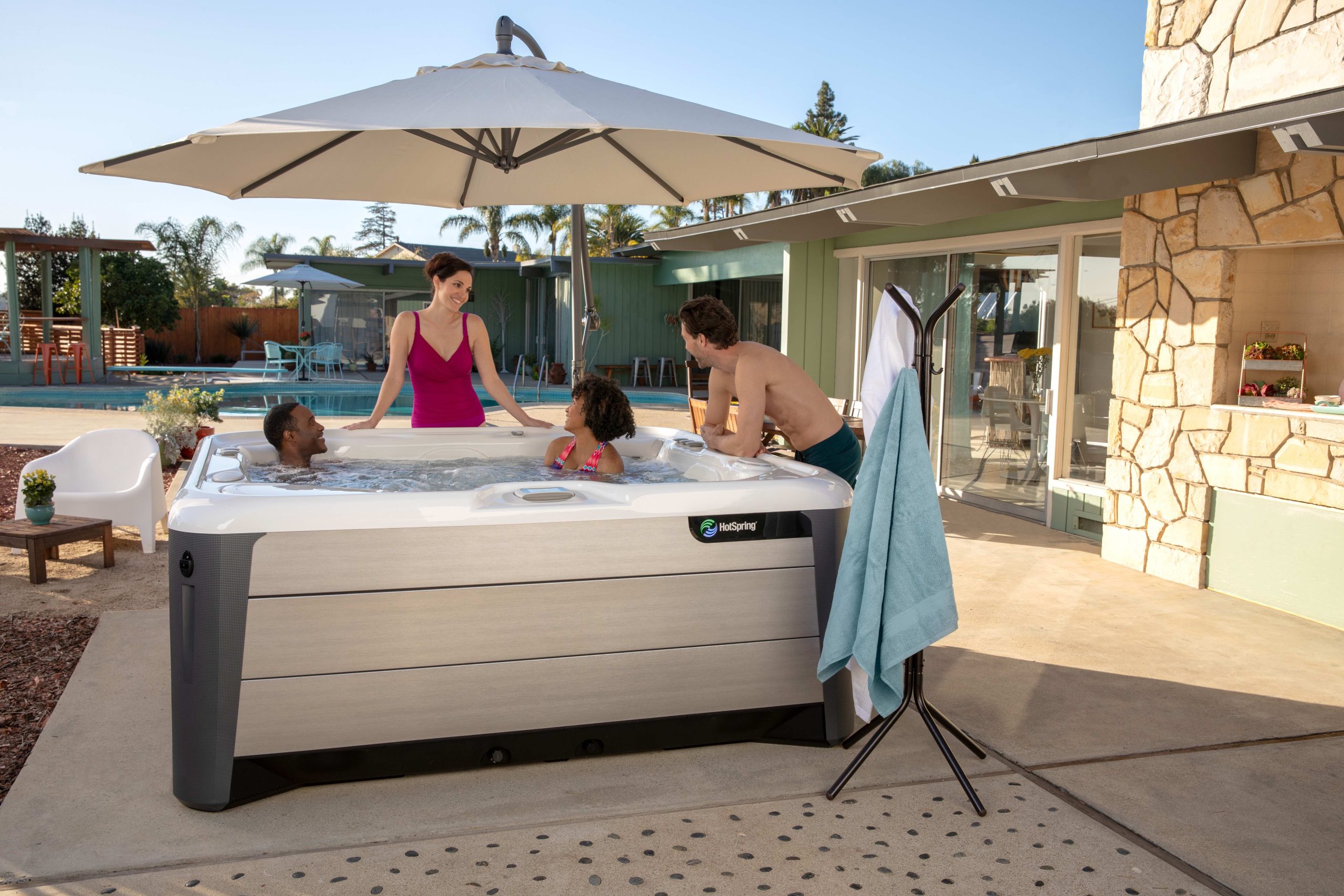 Presidents Day Swim Spa Sale HotSpring Highlife Vanguard 2019 AlpineWhite BrushedNickel Lifestyle Accessories Group B