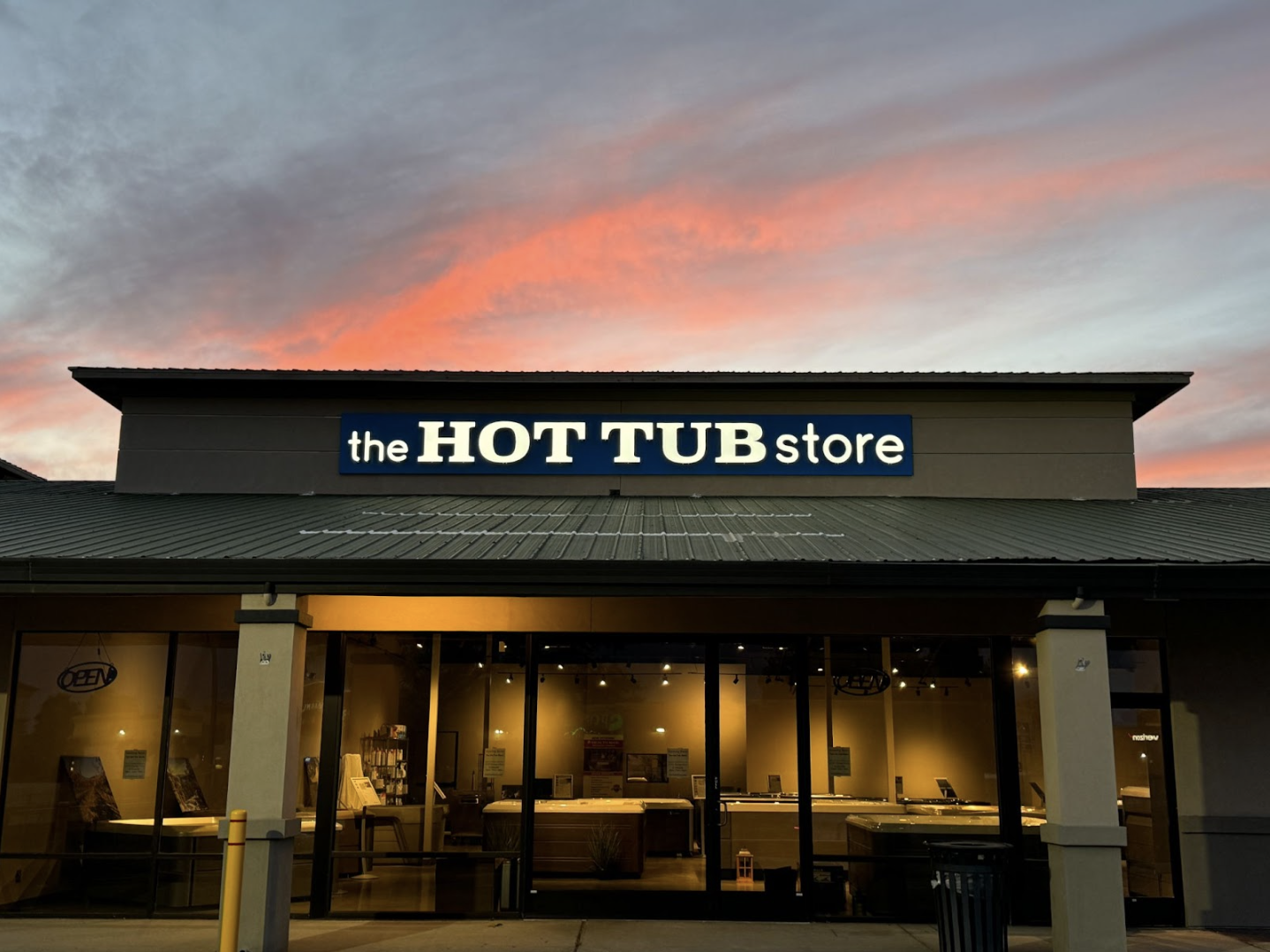 HotTub Store front Fairfield at night